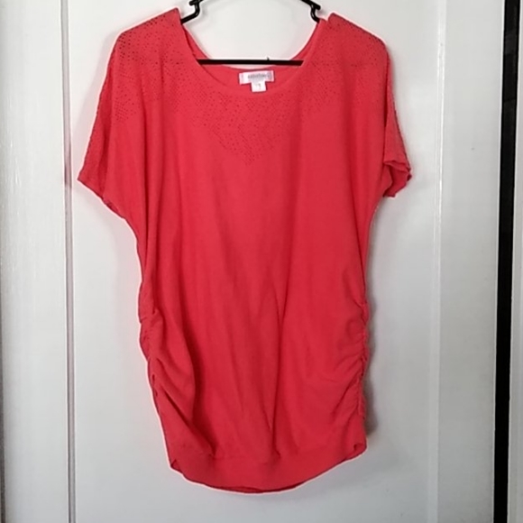 Motherhood Maternity Sweaters - Motherhood maternity short sleeve coral sweater.